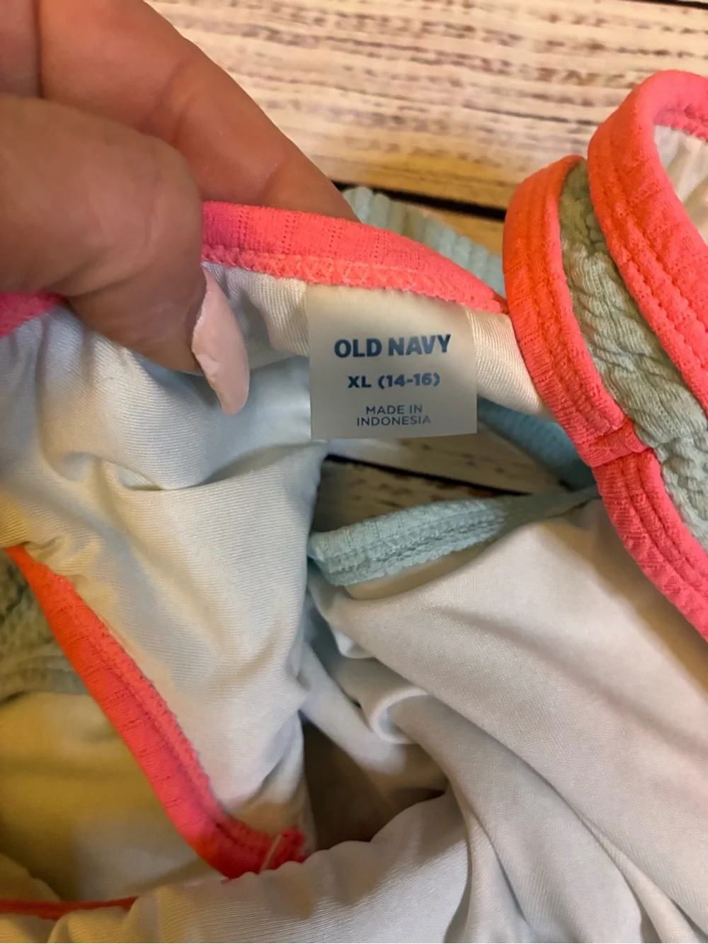 Old Navy Mint and Neon Pink Two-Tone Cutout Swimsuit
